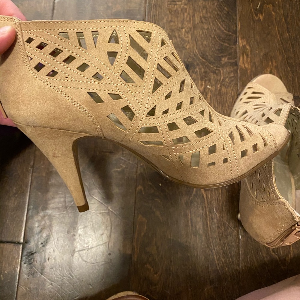 Tan suede heels